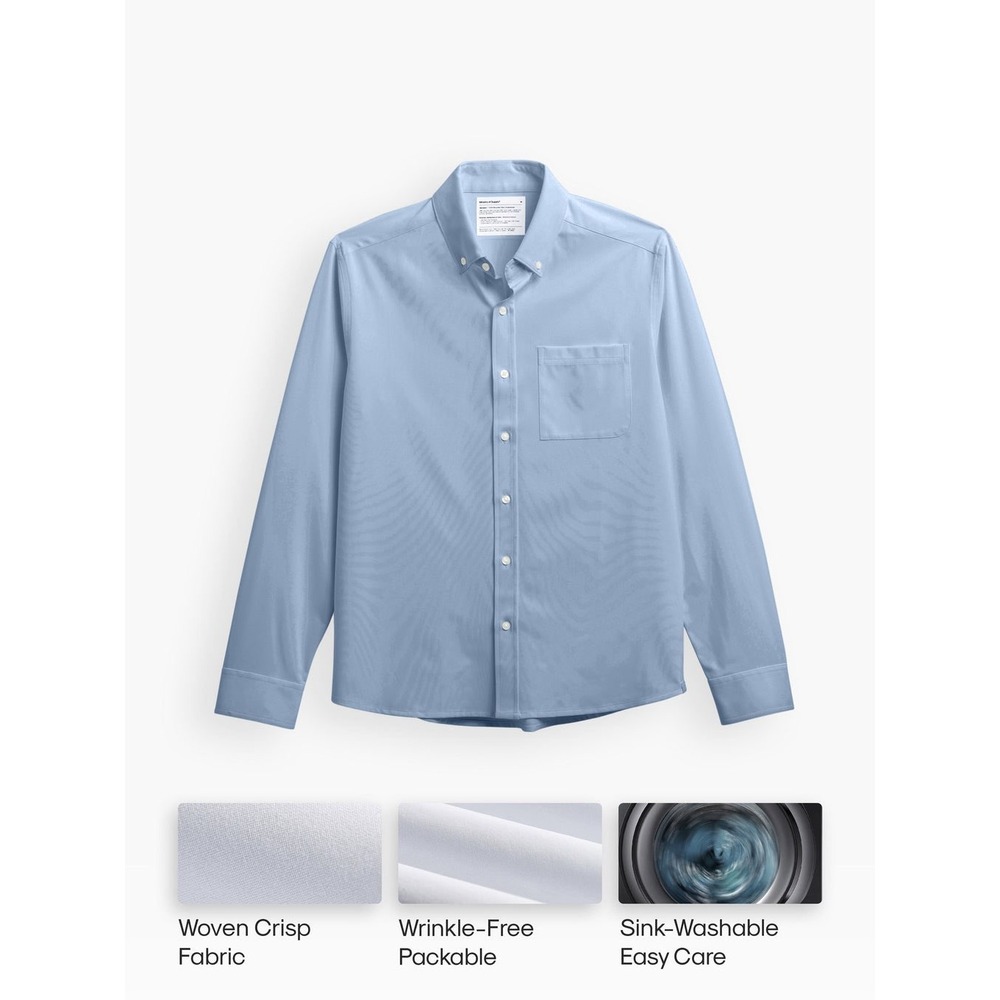 Ministry of Supply AeroZero Sport Shirt Mens S Oxford Blue New Wrinkle-Free Tech